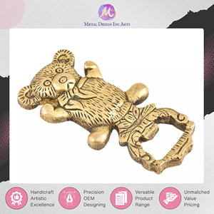 Professional Dealer Selling India-Origin Customizable <b>Teddy</b> <b>Bear</b> Shape Antique Gold Handcrafted Brass Metal <b>Bottle</b> Opener - Product Image 3