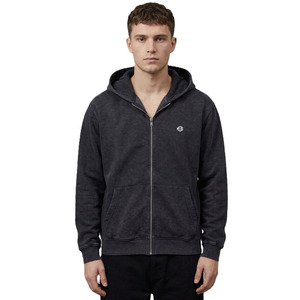 เสื้อฮู้ดซิปผู้ชายสไตล์วินเทจ ผ้าฝ้ายฟลีซ ทรงปกติ สตรีทแวร์ สีดำ จัดส่งตรงจากโรงงาน - Product Image 1