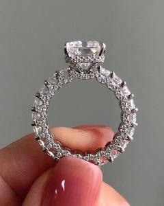 <b>Indian</b> Manufacture 3 Ct Brilliant Cut Moissanite 925 Sterling Silver Rhodium Plated Pave Setting Engagement <b>Ring</b> for Women - Product Image 3