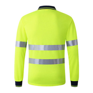 Hi Vis Reflective Long Sleeve Polo Shirts Safety Clothing Breathable Night Safety Outdoor Construction Polo Shirts - Product Image 6