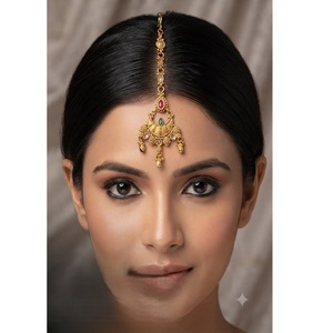 เครื่องประดับผมแบบมังติกก้าทองเหลืองชุบทองคุณภาพพรีเมียม ดีไซน์โบราณ สวยงาม เหมาะสำหรับงานแต่งงาน - Product Image 1