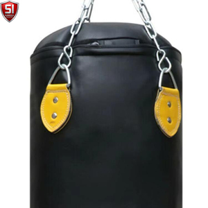 Sac de frappe lourd en cuir SUMROOS avec double sangle, hauteur réglable, base en caoutchouc, rempli de sable 25KG pour entraînement de boxe - Product Image 3