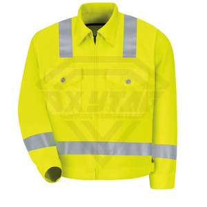 Custom High Visibility Safety <b>Jacket</b> Reflective Workwear Uniform Industrial Protective <b>Construction</b> Gear Fluorescent Mens Coat - Product Image 1