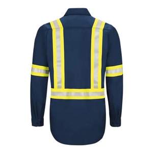 Chemises polo de sécurité à manches longues personnalisées de haute qualité, imperméables, coupe-vent, respirantes, en coton, vêtements de travail haute visibilité, bande réfléchissante, unisexe - Product Image 5