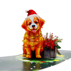 Cute Handmade <b>Christmas</b> <b>Dog</b> Pop-Up 3D Greeting <b>Card</b> with Customized Design Offset Printing for Holiday Party Decor & Gift - Product Image 3