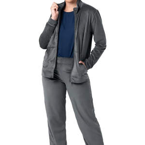 High Quality Black Velour Tracksuit <b>Zip</b>-<b>Up</b> <b>Jacket</b> & Pants Breathable Eco-Friendly OEM Wholesale Velour Tracksuit Gym Sports - Product Image 5