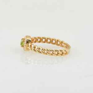 Anillo de Compromiso de Peridoto con Banda Trenzada, Corte Redondo, Gema Verde Delicada, Anillo de Promesa de Peridoto, Plata 925 - Product Image 2