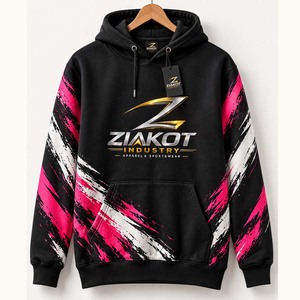 Sudadera con Capucha Deportiva Ziakot, Diseño de Llama con Patrón 3D en Negro, Rojo y Dorado, Cosida a Medida, Venta Directa al Por Mayor - Product Image 4