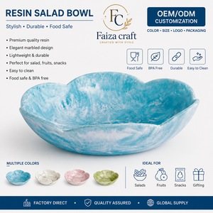 Tazón Curvo de Resina Hecho a Mano, Pulido, Ligero, Ecológico, Libre de BPA, Personalizable, Elegante, Moderno y de Lujo para Frutas y Ensaladas - Product Image 1