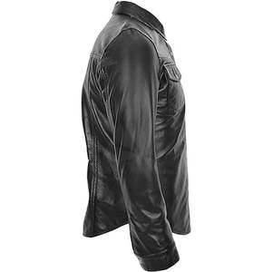 Chemises en cuir pour hommes sur mesure, vente en gros, manches longues, meilleure qualité, chemises en cuir à manches boutonnées unies - Product Image 5