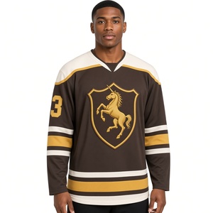 IOTA IPT Almighty I Brown Gold Eishockey-Trikot Herren Langarm V-Ausschnitt Griechische Schrift Bruderschafts-Sporthemd Team-Shirt - Product Image 1