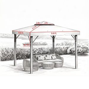 Tenda Moderna di Ricambio per Gazebo da Esterno per Cortili, Ville, Parchi e Hotel con Design in Tessuto e Pali in Legno e Acciaio - Product Image 3