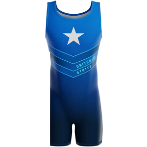 Ropa de Lucha Libre para Hombre, Color Azul, Estampado Digital, Spandex/Poliéster, Secado Rápido, Transpirable, Singlet para Levantamiento de Pesas, Boxeo - Product Image 2