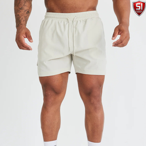 Shorts Bermuda pour Homme en Tissu Polaire Nylon/Acrylique Gris Clair, Taille Haute Élastique, Respirant, Écologique, Style Hip Hop - Product Image 1