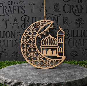 Adornos Colgantes de Madera con Corte Láser de Luna Creciente y Mezquita para Decoración de Ramadán y Eid, Venta al Por Mayor - Product Image 5