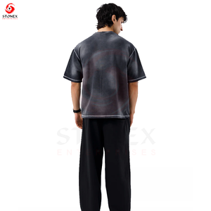 Camiseta Urbana de Moda Casual para Hombre, Premium, Oversize, de Algodón Grueso, con Estampado Gráfico y Hombros Caídos - Product Image 2