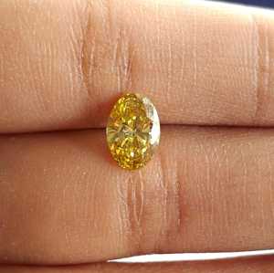 Diamante Cultivado en Laboratorio, Corte Ovalado, Amarillo Intenso de 1.00CT, Certificado IGI, CVD, Diamante Suelto Hecho a Mano para Joyería, Anillos y Pendientes - Product Image 1
