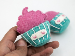 Handmade <b>Wool</b> Felt Love Cupcake – Stitched Play Food Cake Toy, Valentine Gift, Birthday Decor, Fair Trade Ethical <b>Craft</b> - Product Image 2