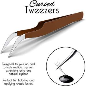 Pince à épiler de précision UBI 11,5 cm en acier à haute teneur en carbone, durable, calibrée à la main, pointe droite et courbée pour extensions de cils - Product Image 4