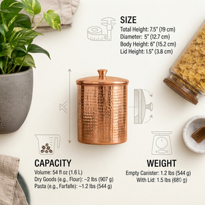 Modern Style Hammered Copper Canister Set with Lid, <b>Kitchen</b> <b>Storage</b> Containers <b>for</b> Tea Coffee Sugar, Decorative Copper <b>Jars</b> - Product Image 2