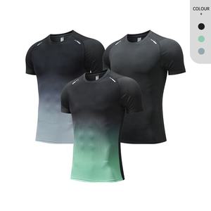 เสื้อรัดรูปแขนสั้นผู้ชายสีเขียวทะเลไล่เฉดสี ปรับแต่งได้ ระบายอากาศได้ดี แห้งเร็ว ผลิตจากผ้าสแปนเด็กซ์ สำหรับเล่นกีฬา ขายส่ง - Product Image 4