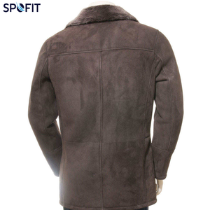 <b>Men's</b> Sherpa Lined Winter Jacket Faux Leather Regular Fit Button Front Collar <b>Coat</b> for Outdoor Wear - Product Image 2