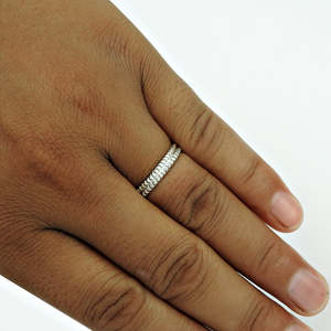 High Quality 925 Solid Sterling <b>Silver</b> <b>Eternity</b> <b>Ring</b> With Double Band Fine Quality IGI Certified Unisex Jewelry At Lowest Price - Product Image 5