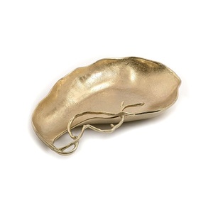 Plateau à feuilles en aluminium couleur or en vrac, taille et forme personnalisées, plat de service à dessert à bas prix - Product Image 1