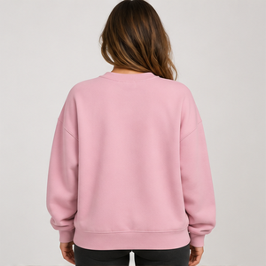 Women's Blush <b>Pink</b> Polka Letter Varsity Crewneck <b>Sweatshirt</b> Long Sleeve Custom Logo - Product Image 1