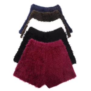 Spandex/Polyester Fashionable Design <b>Red</b> Elastic Waist Breathable Skinny Casual <b>Ladies</b> Cute Garment Dyed Knitted <b>Shorts</b> Pants - Product Image 1