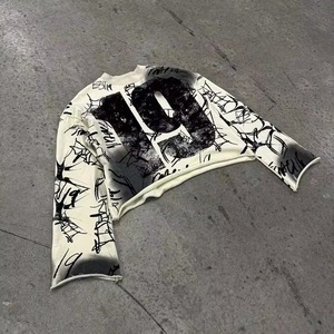 Custom Manufacturer Streetwear Oversized Boxy <b>T</b> <b>Shirt</b> For <b>Men</b> French Terry Cotton Custom DTG Print Cropped <b>Long</b> <b>Sleeve</b> <b>T</b> <b>Shirts</b> - Product Image 1