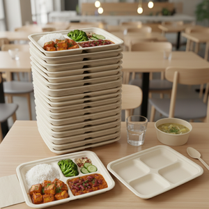 จานชานอ้อยแบบใช้แล้วทิ้ง ขนาด 12 x 10 นิ้ว น้ำหนักเบา ผลิตจากเยื่อชานอ้อย เหมาะสำหรับร้านอาหารที่มีการใช้งานหนักและใส่ใจสิ่งแวดล้อม - Product Image 4