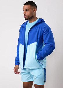 Men's Hooded Windbreaker <b>Jacket</b> Color Blocking Zipper Closure Sporty Style Polyester Material Spring Casual Wear - Product Image 6