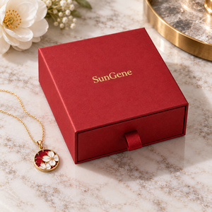 Boîte à bijoux SunGene Scarlet avec tiroir pour pendentif en émail et plateau en velours noir - Product Image 2