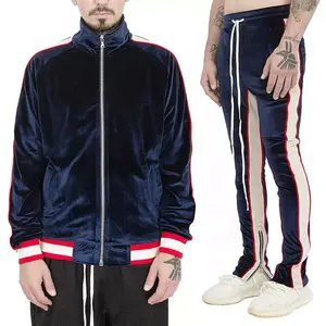 Wholesale Casual Fashion Velvet Tracksuits zipper up Sweatsuits Velour Polyester Wholesale tracksuit