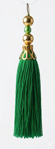 Green Decorative <b>Tassel</b> With Gold Beads <b>For</b> Wooden Box Accessory 100% Rayon Fringe - Product Image 2