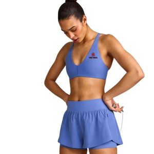 Soutien-gorge de sport pour femme en tissu extensible doux, col en V, confortable, idéal pour le yoga et la course à pied - Product Image 1