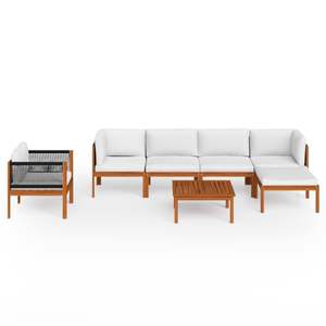 Ensemble de salon de jardin en bois d'acacia massif, finition bois naturel crème, taille standard - Product Image 3