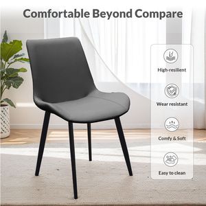 Set di 2 Sedie da Pranzo Moderne in Pelle PU Grigia con Gambe in Metallo per Cucina, Ristorante, Soggiorno o Sala Riunioni - Product Image 6