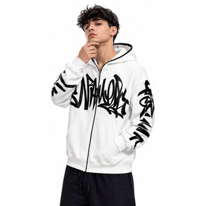 Prix de gros, meilleurs tarifs, sweat-shirts pour hommes à fermeture éclair, coupe classique, logo embossé sur le devant, tissu tricoté 100% coton - Product Image 2