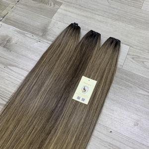 Extensions de cheveux humains vietnamiens de haute qualité, couleur mèches, trame machine, lisses, super double drawn, Genius Weft - Product Image 3