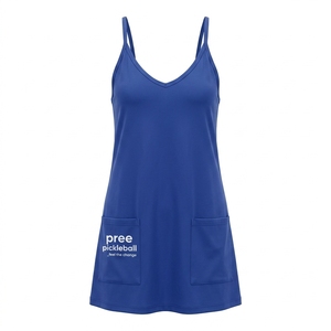 Robe athlétique sans manches pour femme, coupe ample et fluide, grande taille, avec deux poches avant, col rond, vêtement de sport d'été - Product Image 6