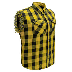 Camiseta de Franela sin Mangas con Botones para Hombre, Color Amarillo y Negro, de Alta Calidad, Secado Rápido, Antiarrugas, Transpirable para Primavera - Product Image 1