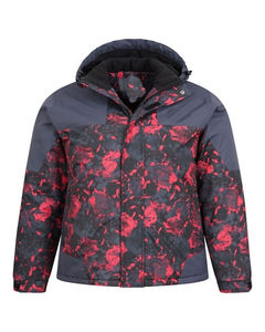 Unisex <b>Red</b> Black Leopard Camouflage Print Soft Shell Hooded Jacket Waterproof Full Sleeve Winter Wear Polyester <b>Material</b> Front - Product Image 1