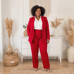 Custom OEM Womens <b>Plus</b> <b>Size</b> Work Suit Business Formal Attire with Blazer and <b>Trousers</b> - Product Image 1