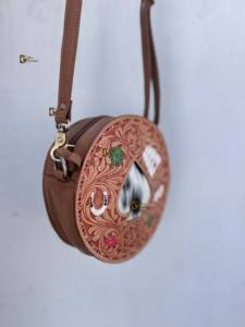 Nuevo Bolso Redondo de Cuero con Diseño Artesanal, Estilo Bohemio, de Piel de Vaca, Hecho a Mano, Estilo Occidental, Multiusos - Product Image 2