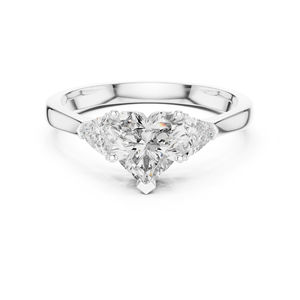 แหวนทองคำขาว 14K รูปหัวใจและเพชรทรงทริลเลียนท์เพาะเลี้ยงสำหรับผู้หญิง |   ชุดเจ้าสาว |   เพชรที่เพิ่งเพาะเลี้ยง - Product Image 1