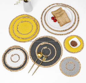 High Quality <b>Set</b> of 6 Mix Color Woven Wicker Table Water Hyacinth <b>Placemats</b> D11.8inch - Product Image 6