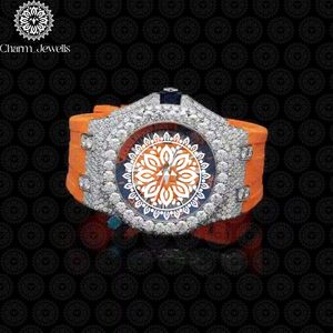 Charm_Jewells Montre de sport en silicone orange, boîtier en acier inoxydable, mouvement à quartz, fermoir à boucle, bracelet de 24 mm, unisexe - Product Image 1
