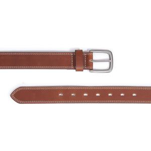 Ceinture en cuir véritable pour homme, ceinture classique en cuir de vache marron avec boucle en métal durable, pour tenue formelle et décontractée - Product Image 5